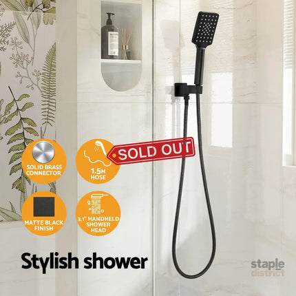 Handheld Shower Head Holder 3.1’’ High Pressure Black - Furniture > Bathroom > Shower Heads & Screens