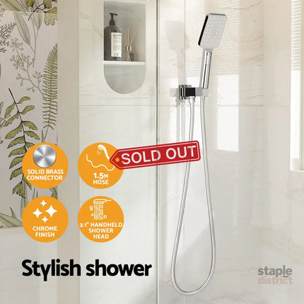 Handheld Shower Head Holder 3.1’’ High Pressure Silver - Furniture > Bathroom > Shower Heads & Screens