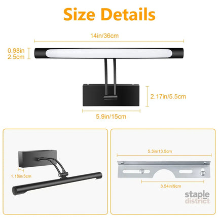 Hardwired Picture Light for Wall Black,14 inch Night Light LED Wall Sconces for Pictures,Dart Board Lights Wall Lights
