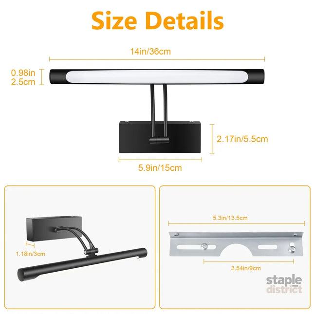 Hardwired Picture Light for Wall Black,14 inch Night Light LED Wall Sconces for Pictures,Dart Board Lights Wall Lights
