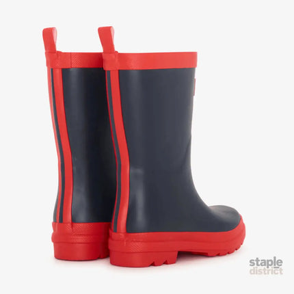 HATLEY Matte Kids Rain Boots | Navy & Red size 12-2006733331043061760