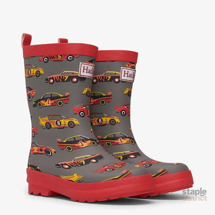 HATLEY Shiny Kids Rain Boots | Classic Race Cars size 4-2006733331219222528