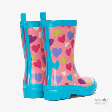 HATLEY Shiny Kids Rain Boots | Colourful Hearts size 6-2006733346390020097