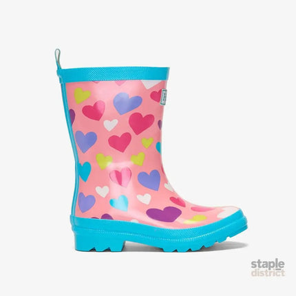 HATLEY Shiny Kids Rain Boots | Colourful Hearts size 8-2006733346553597952