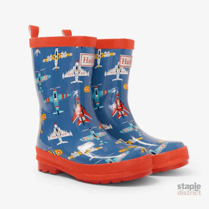 HATLEY Shiny Kids Rain Boots | Flying Aircrafts size 6-2006733332011945984