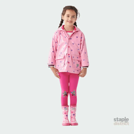 HATLEY Shiny Kids Rain Boots | Scattered Hearts size 8-2006733331869339651