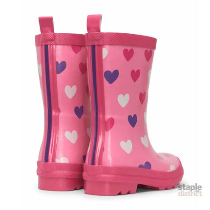 HATLEY Shiny Kids Rain Boots | Scattered Hearts size 8-2006733331869339649