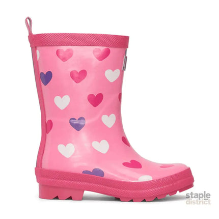 HATLEY Shiny Kids Rain Boots | Scattered Hearts size 8-2006733331869339650