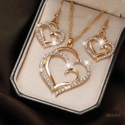 Heart Shaped Rhinestone Jewelry Set for Women - Fashion > Women’s Fashion > Women’s Jewellery