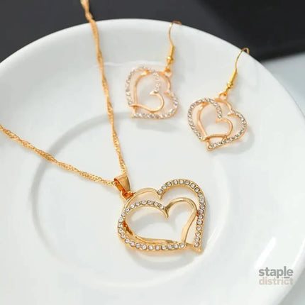 Heart Shaped Rhinestone Jewelry Set for Women - Fashion > Women’s Fashion > Women’s Jewellery