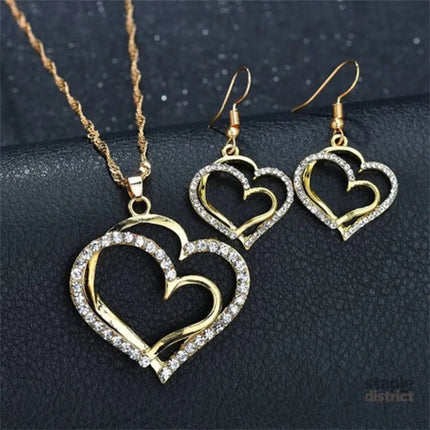 Heart Shaped Rhinestone Jewelry Set for Women - Fashion > Women’s Fashion > Women’s Jewellery