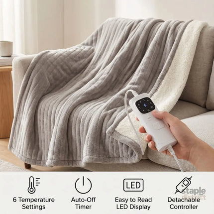 Heated Throw Blanket Soft Double-Sided Fleece with Adjustable Heat Settings - Home & Garden > Bedding > Blankets &