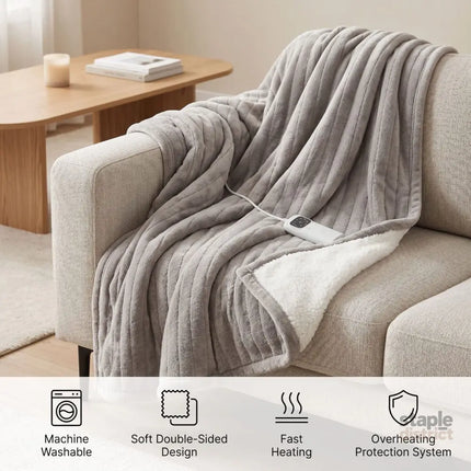 Heated Throw Blanket Soft Double-Sided Fleece with Adjustable Heat Settings - Home & Garden > Bedding > Blankets &