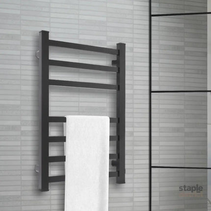 Heated Towel Rail Warmer Rack Wall Mounted Black-2006733186985496582