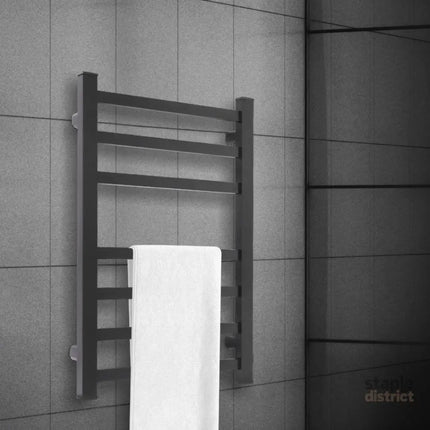 Heated Towel Rail Warmer Rack Wall Mounted Black-2006733186985496583