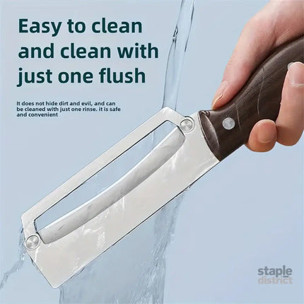 Heavy-duty stainless steel vegetable peeler and slicer - multi-functional kitchen tool with straight blade and
