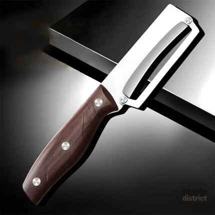 Heavy-duty stainless steel vegetable peeler and slicer - multi-functional kitchen tool with straight blade and