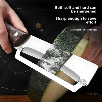 Heavy-duty stainless steel vegetable peeler and slicer - multi-functional kitchen tool with straight blade and