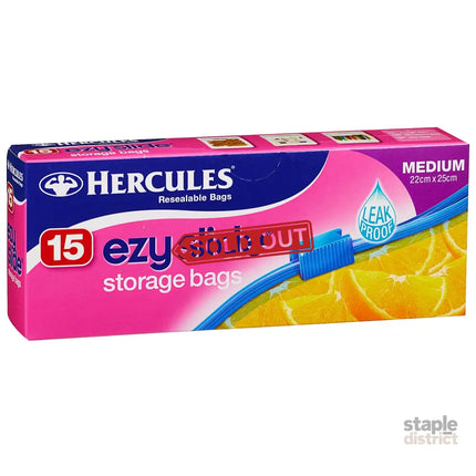Hercules Ezy Slide Medium Storage Bags 15pk x3-2050056818079698945