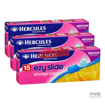 Hercules Ezy Slide Medium Storage Bags 15pk x3-2050056818079698944