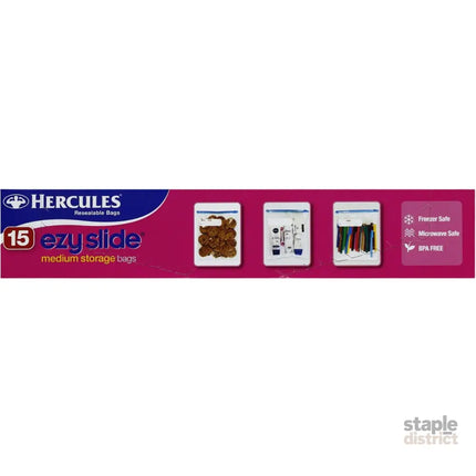 Hercules Ezy Slide Medium Storage Bags 15pk x3-2050056818079698946