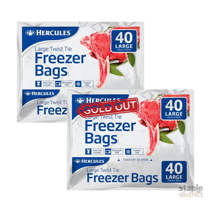 Hercules Tear-Off Freezer Bags Large 40pk x2-2050056820680167424