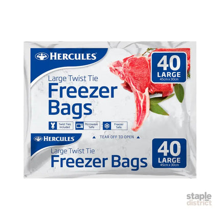 Hercules Tear-Off Freezer Bags Large 40pk x2-2050056820680167425