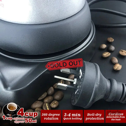 High Pressure Electric Moka Coffee Maker/Cafeteria Espresso 4Cup PC & Aluminum Moka Coffee Pot - Appliances > Kitchen