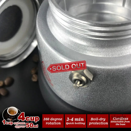 High Pressure Electric Moka Coffee Maker/Cafeteria Espresso 4Cup PC & Aluminum Moka Coffee Pot - Appliances > Kitchen