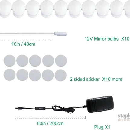 Hollywood LED Vanity Mirror Lights Kit,Stick on Dimmable Makeup Lights 12V Mirror Lighting Strip Fixture for Vanity