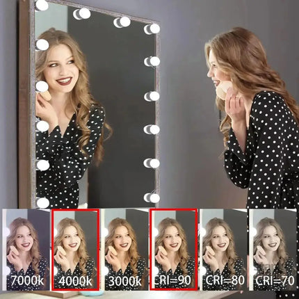 Hollywood LED Vanity Mirror Lights Kit,Stick on Dimmable Makeup Lights 12V Mirror Lighting Strip Fixture for Vanity
