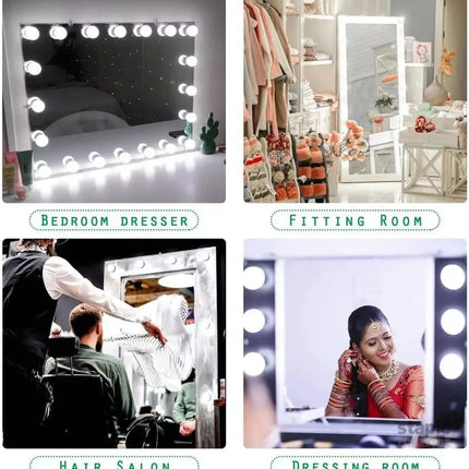 Hollywood LED Vanity Mirror Lights Kit,Stick on Dimmable Makeup Lights 12V Mirror Lighting Strip Fixture for Vanity