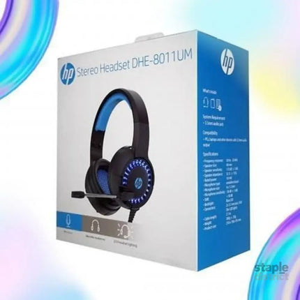 HP DHE-8010UM Wired Stereo Gaming Headpset - USB + 3.5mm with LED - Electronics > Headphones and Earphones > Over Ear