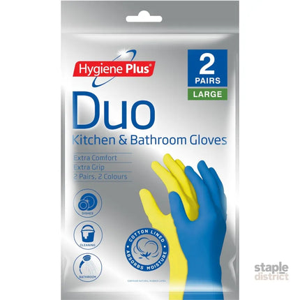 Hygiene Plus Duo Kitchen and Bathroom Gloves 2pk (Large) x6-2050056854968602625