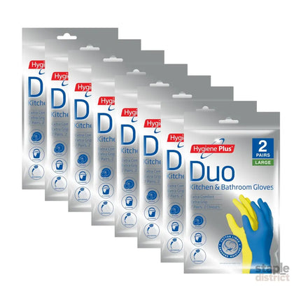 Hygiene Plus Duo Kitchen and Bathroom Gloves 2pk (Large) x8-2050056855228649472