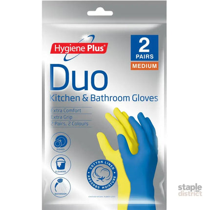 Hygiene Plus Duo Kitchen and Bathroom Gloves 2pk (Medium) x4-2050056821808435201