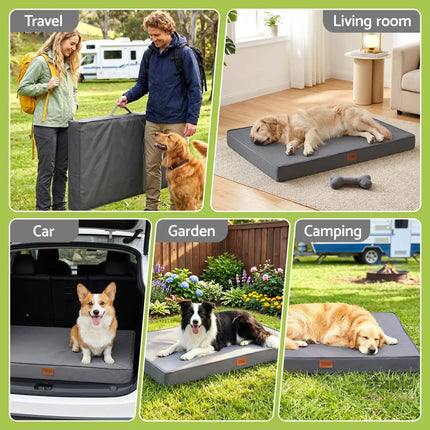 i.Pet Dog Bed Large Water-resistant Egg Crate Foam Orthopedic Pet Mat Grey - Pet Care > Dog Supplies > Dog Beds