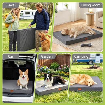 i.Pet Dog Bed XL Water-resistant Egg Crate Foam Orthopedic Pet Mat Grey - Pet Care > Dog Supplies > Dog Beds