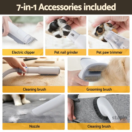 i.Pet Pet Grooming Kit Vacuum Dog Cat Hair Dryer Remover Clipper Brushes Cleaning - Pet Care > Cleaning & Maintenance >