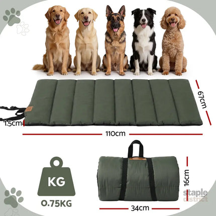 i.Pet Outdoor Dog Bed Large Water-resistant Washable Foldable Travel Dog Mat Green - Pet Care > Dog Supplies > Dog Beds