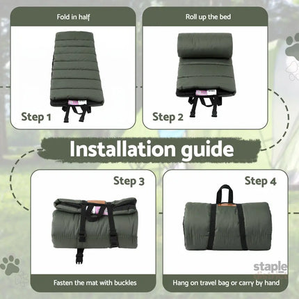 i.Pet Outdoor Dog Bed Large Water-resistant Washable Foldable Travel Dog Mat Green - Pet Care > Dog Supplies > Dog Beds