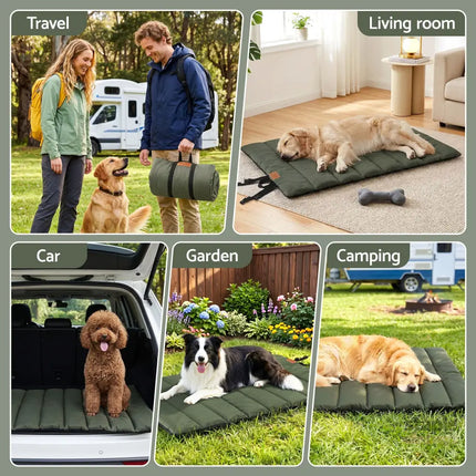 i.Pet Outdoor Dog Bed Large Water-resistant Washable Foldable Travel Dog Mat Green - Pet Care > Dog Supplies > Dog Beds