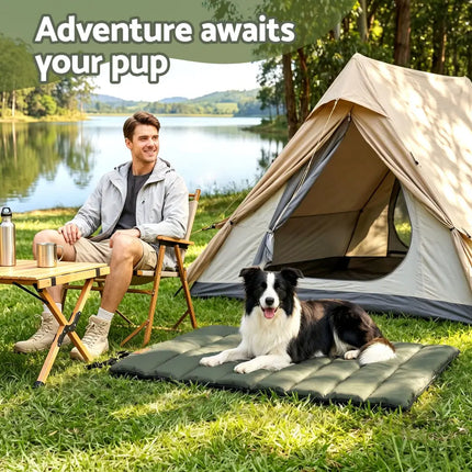 i.Pet Outdoor Dog Bed Large Water-resistant Washable Foldable Travel Dog Mat Green - Pet Care > Dog Supplies > Dog Beds