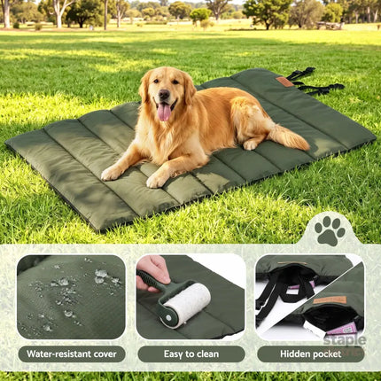 i.Pet Outdoor Dog Bed Large Water-resistant Washable Foldable Travel Dog Mat Green - Pet Care > Dog Supplies > Dog Beds
