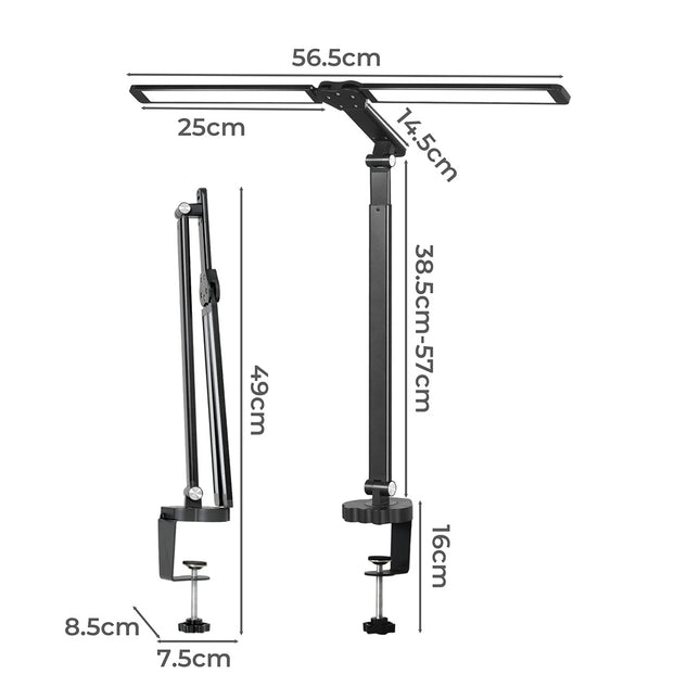 Emitto Double Head LED Desk Lamp Dimmable With Clamp-2018816724576636930