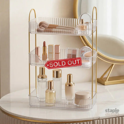 Ilus 3 Tier Makeup Organiser Vanity Countertop Shelf Cosmetic Holder White-2050056778967814150