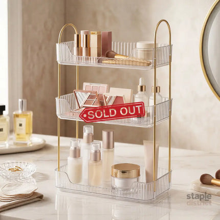 Ilus 3 Tier Makeup Organiser Vanity Countertop Shelf Cosmetic Holder White-2050056778967814151