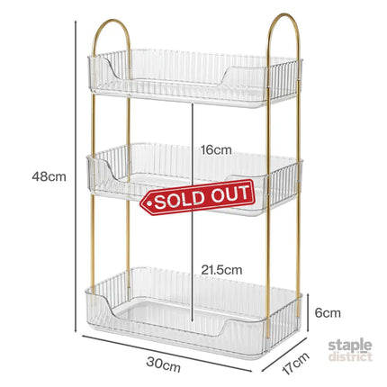 Ilus 3 Tier Makeup Organiser Vanity Countertop Shelf Cosmetic Holder White-2050056778967814146