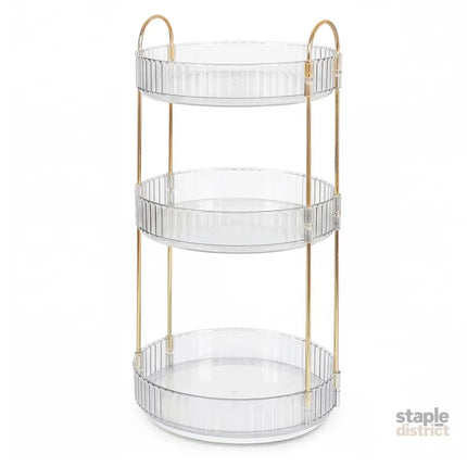 Ilus 360� Roating Makeup Organiser Vanity Countertop Shelf Cosmetic Holder White-2050056779341107200