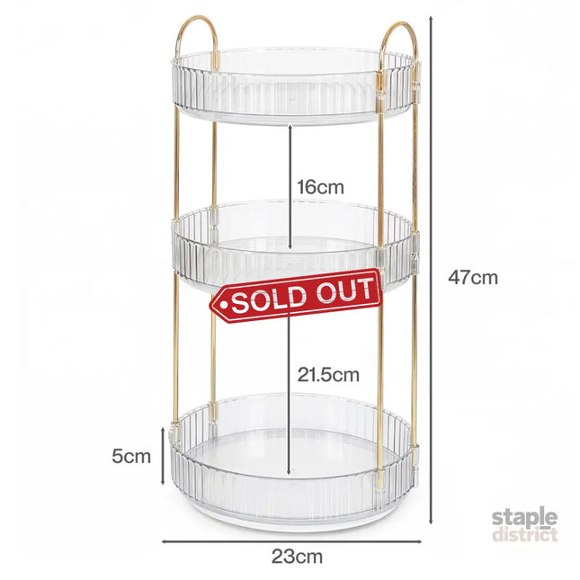 Ilus 360� Roating Makeup Organiser Vanity Countertop Shelf Cosmetic Holder White-2050056779341107202